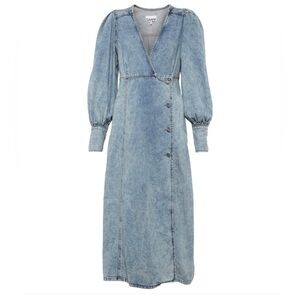 Ganni Blue Denim Long Sleeve Dress